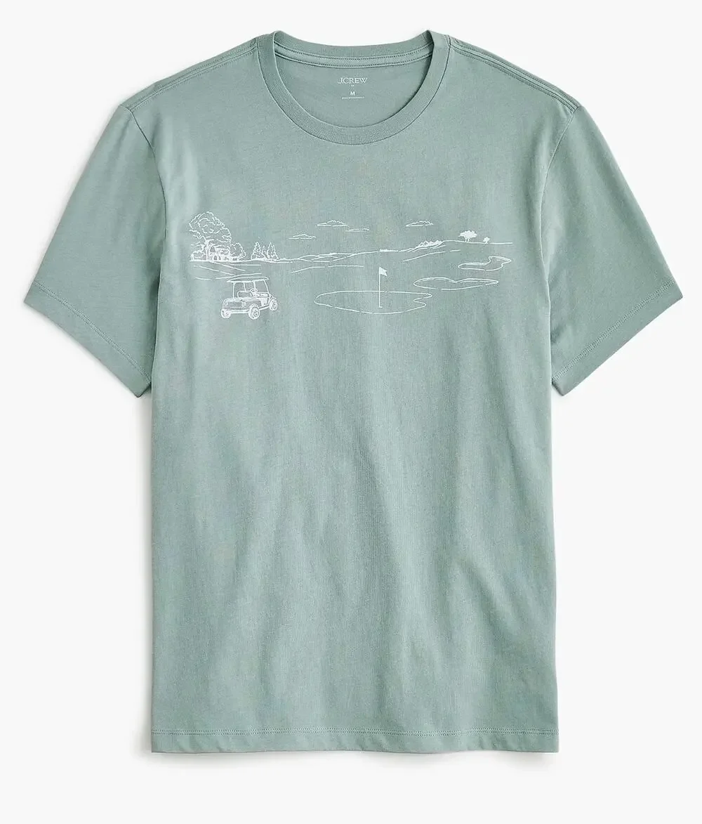 J Crew Mens Golf Landscape T Shirt M Sage Green NWT Tee Shirt T CR383 J.Crew